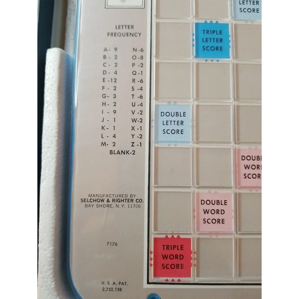 Vintage 1977 Deluxe Edition Scrabble Complete Selchow & Righter Blue Box Game